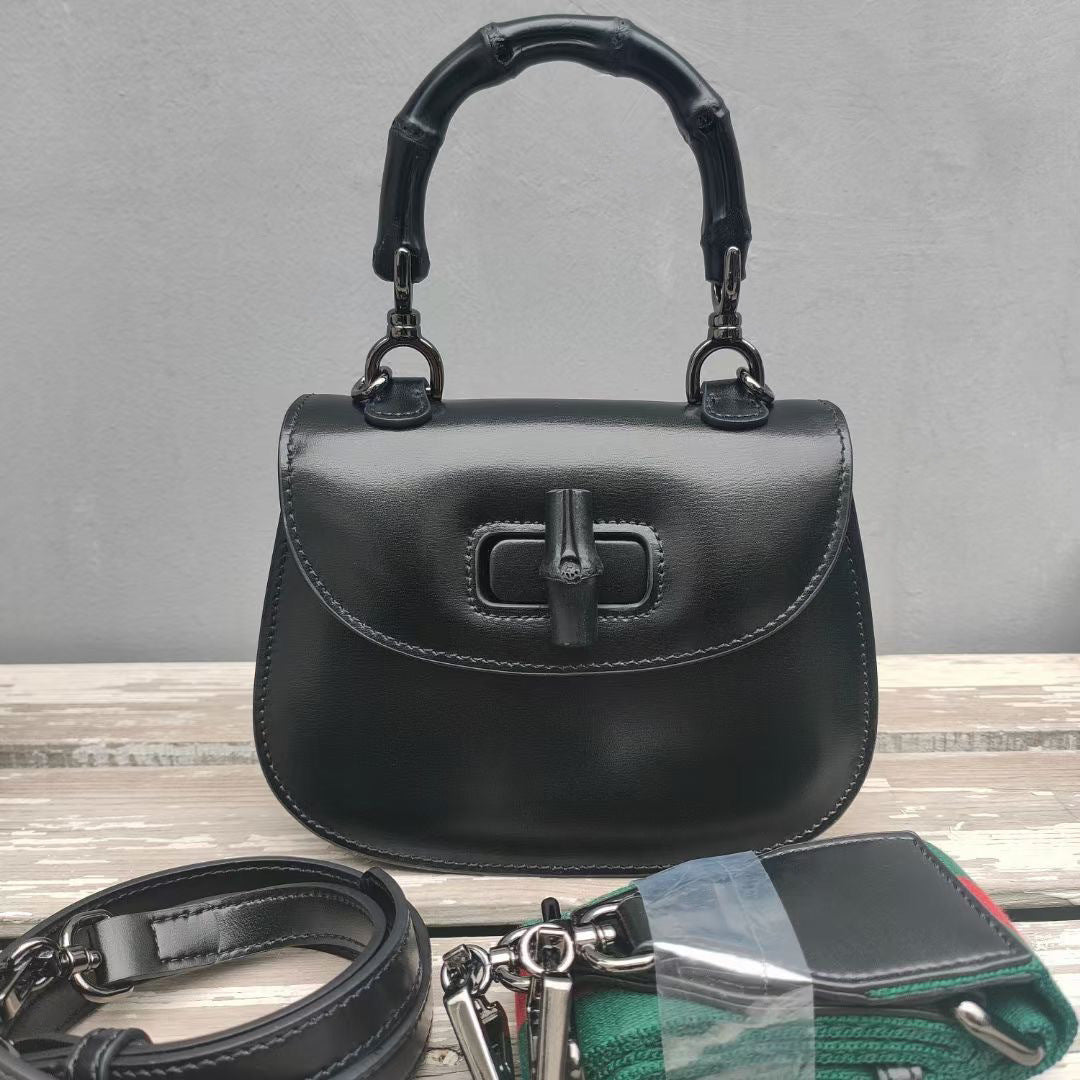 Little Retro Simple Bamboo Genuine Leather Shoulder Bags