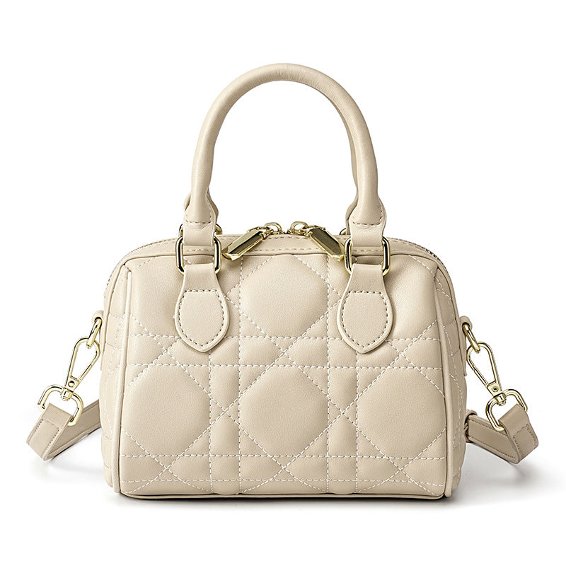 Genuine Leather Rhombus Boston Fashionable High-grade Crossbody Bags