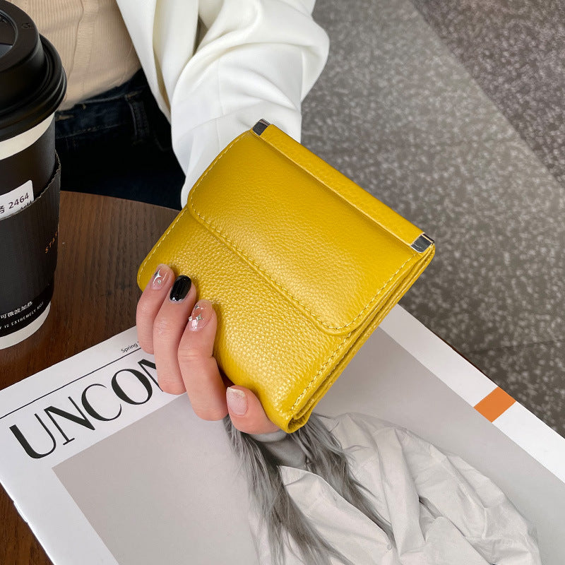 Women's Short Genuine Cattlehide Leather Surface Coin Purses