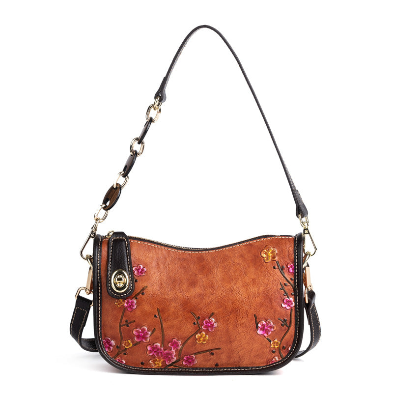 Women's Underarm Layer Cattlehide Leather Fashion Simple Crossbody Bags