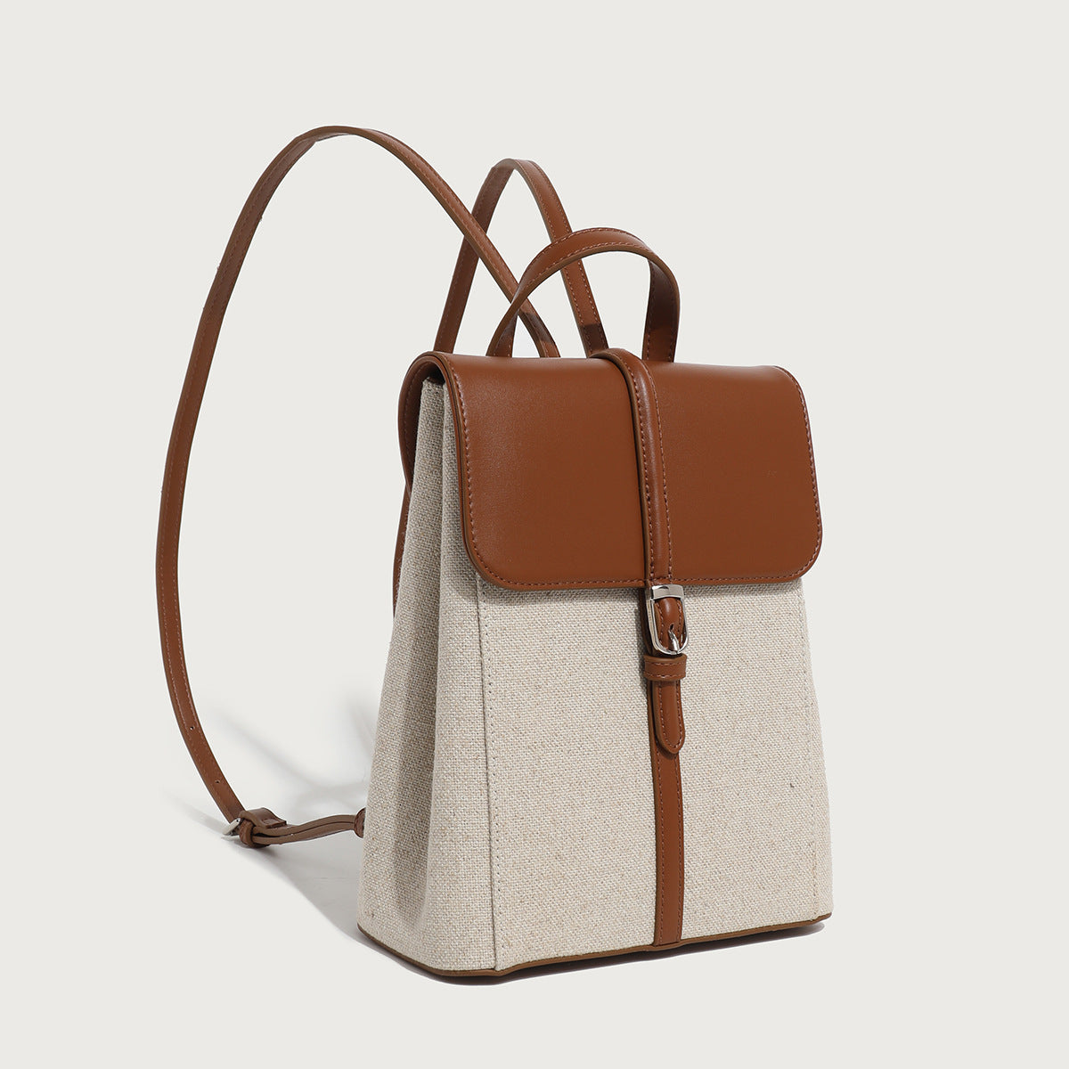 Summer Vacation Style Cowhide Linen French Loose Backpacks