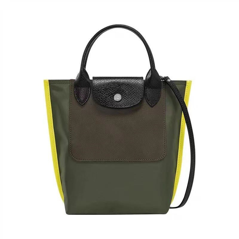 Women's Color-matching Leather Patchwork Portable Dumpling Handbags