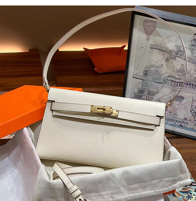 Women's Kelly Underarm Leather Goat Pattern Niche Shoulder Bags
