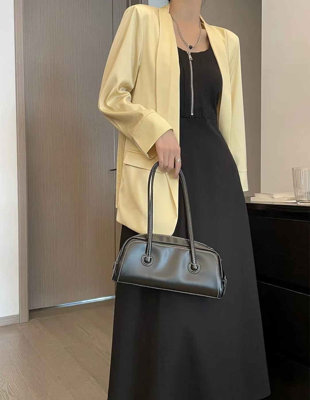 Women's Special Interest Light Luxury High-grade Simple Underarm Baguette Genuine Shoulder Bags