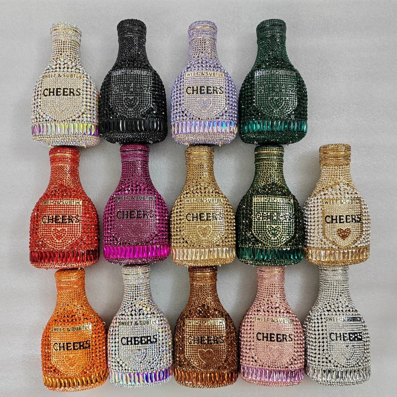 Women's Wei Champagne Bottle Rhinestone Banquet Crystal Bags