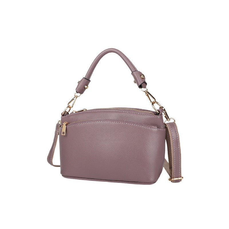 Women's Layer Cowhide Leather Fashion Shell Clear Crossbody Bags