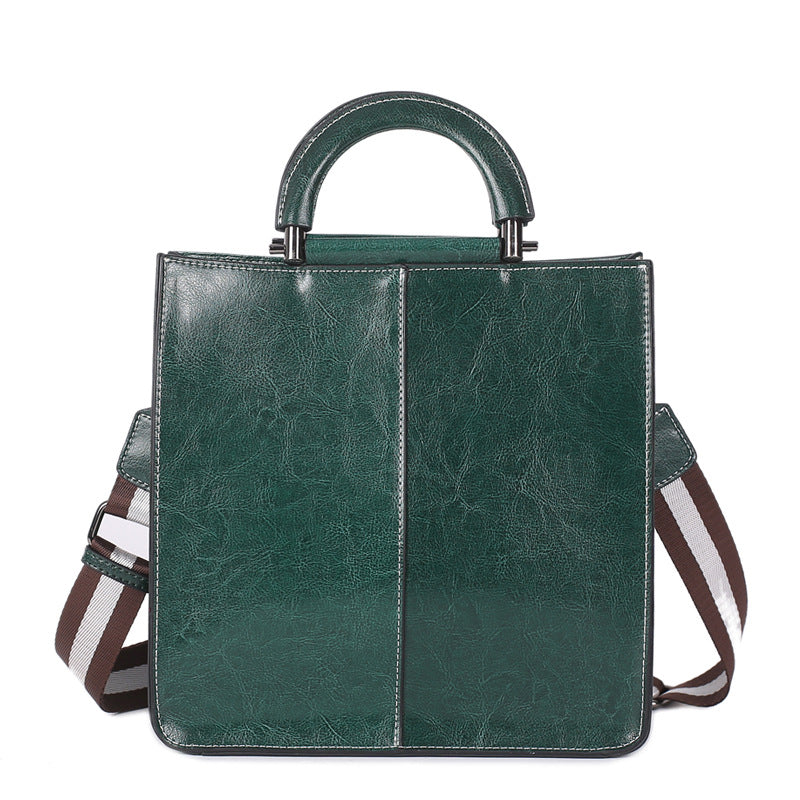 Women's Stitching Leather Fashion Style Cowhide Shoulder Bags