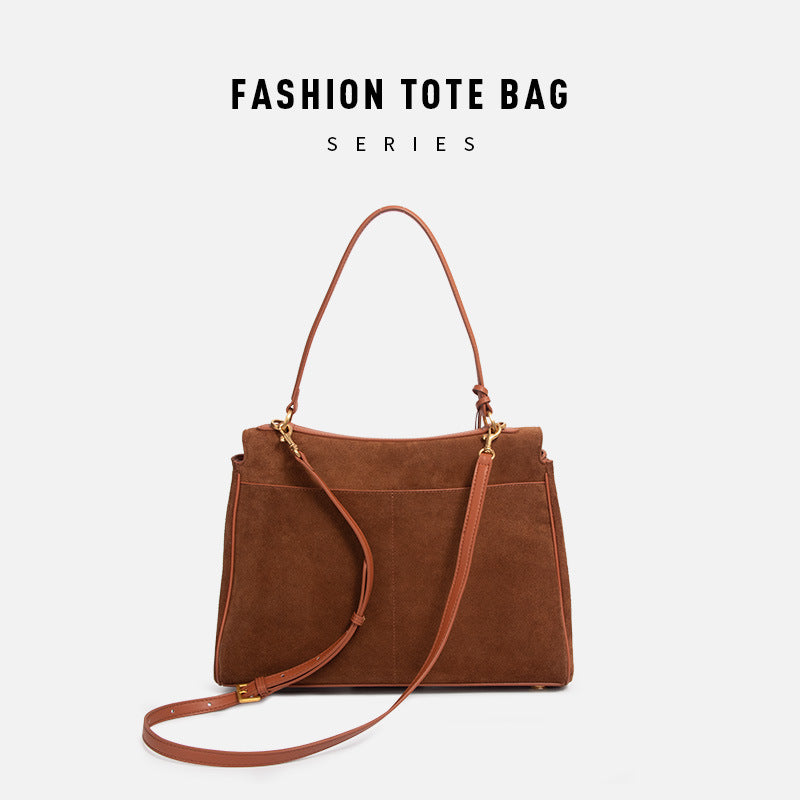 Women's Frosted Soft Leather High-grade Genuine Retro Large Crossbody Bags