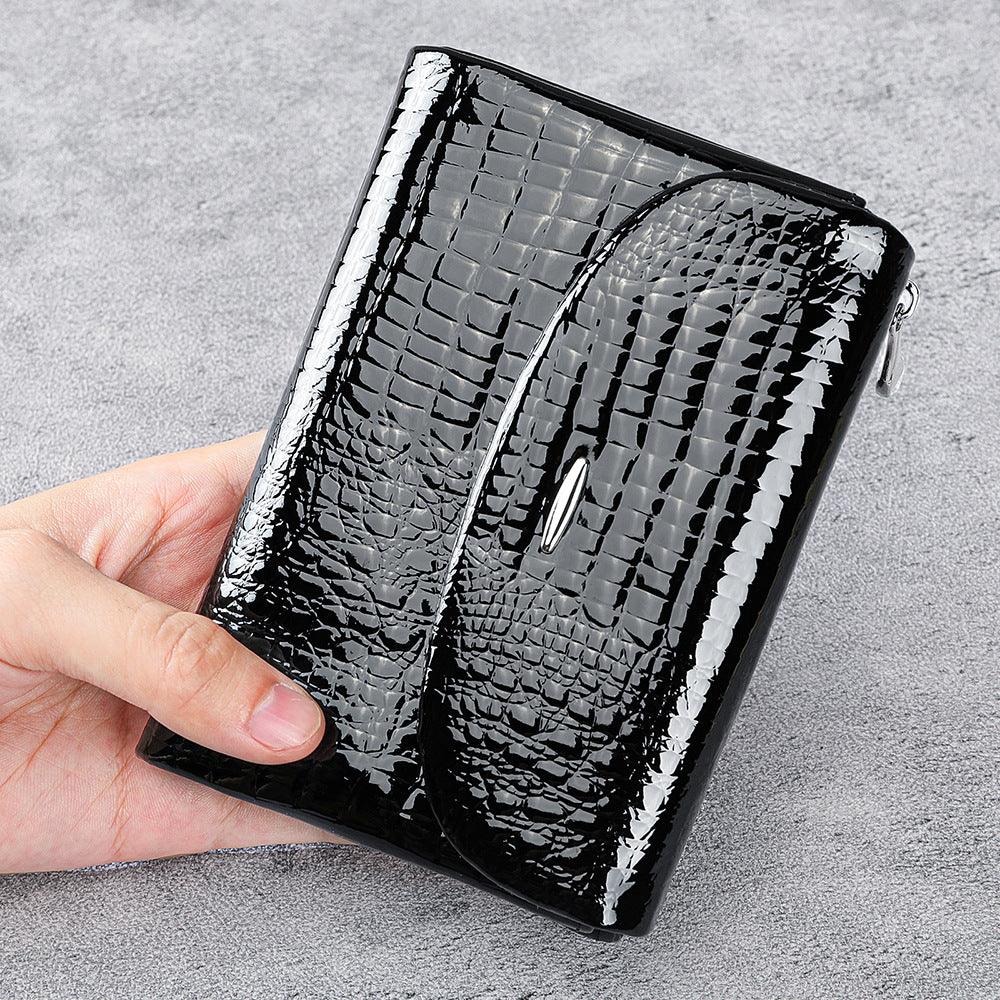 Women's Leather Patent Fashion Clutch First Layer Cowhide Ladies Wallets