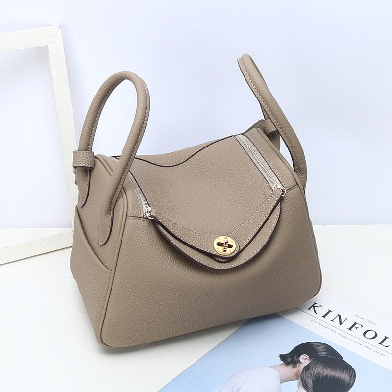 Women's Top Layer Cowhide Golden Pillow Genuine Shoulder Bags