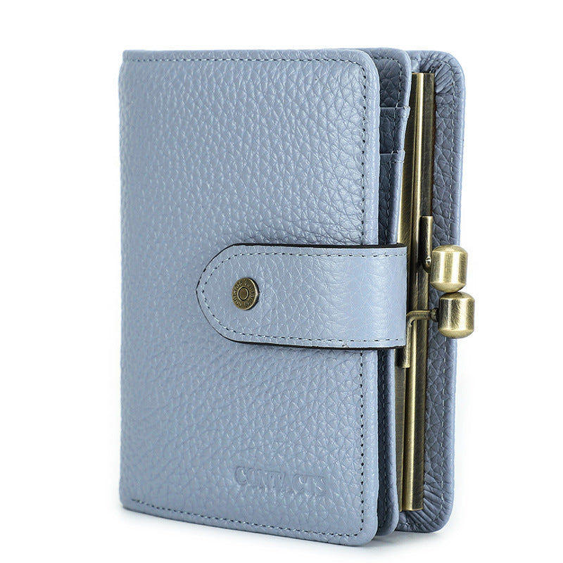 Women's Swiping First Layer Milled Cowhide Multifunctional Ladies Wallets