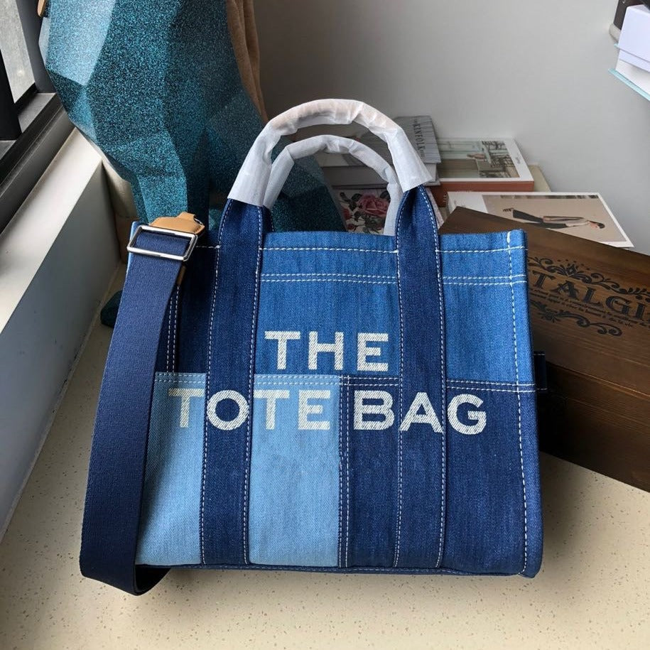 Mini Denim Color Matching Portable Shopping Handbags