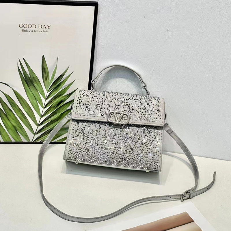 Women's Light Diamond High Quality Fashion Rhinestone Letters Crossbody Bags