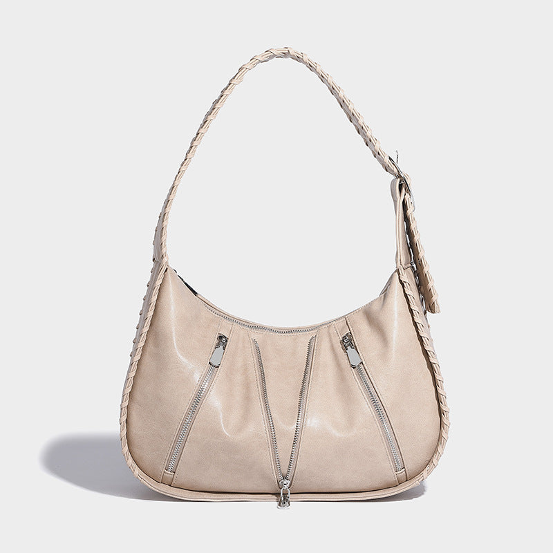 Women's Woven Portable Retro Underarm High-grade Pleated Handbags