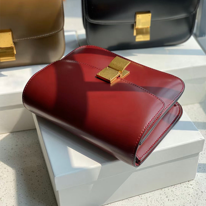 Glossy Hand Rub Grain First Layer Shoulder Bags
