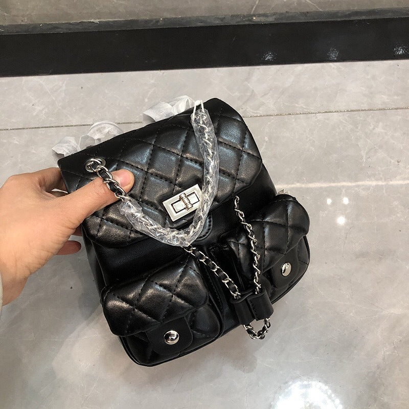Women's Classic Style Rhombus Chain Summer High-grade Backpacks
