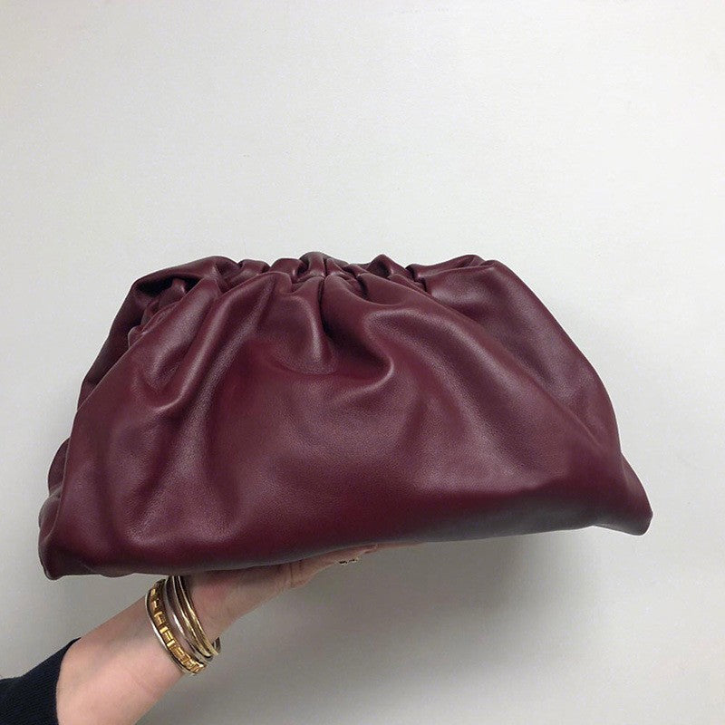 Women's Cloud Soft Leather Cow Dumpling Clutch Shoulder Bags