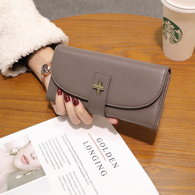 Women's Genuine Leather Long Korean Clutch Female First Ladies Wallets