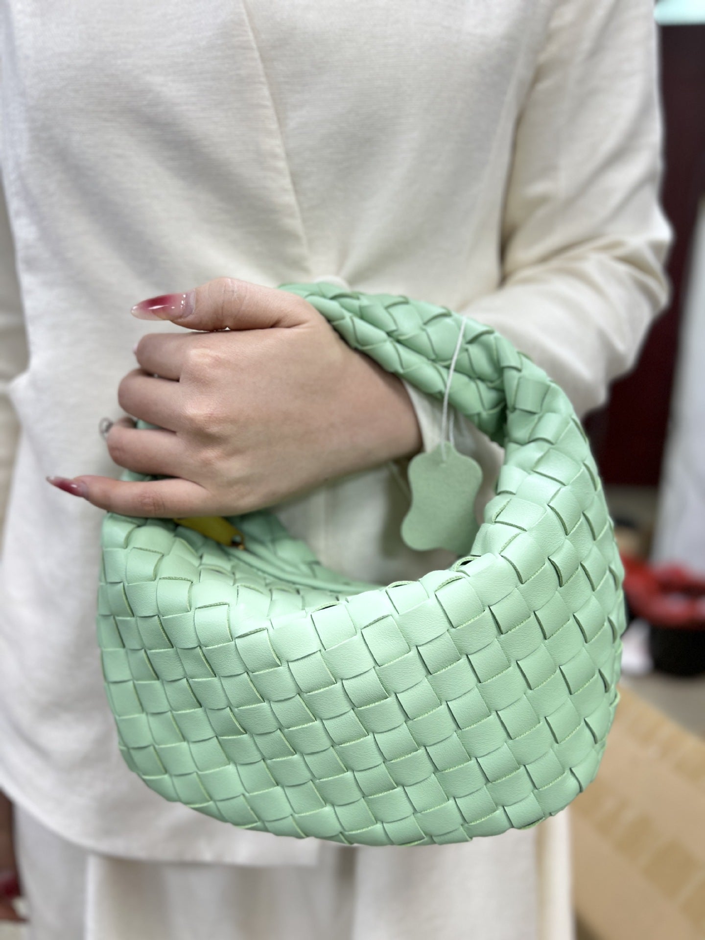 Woven Female Cloud Croissant Hand Holding Handbags