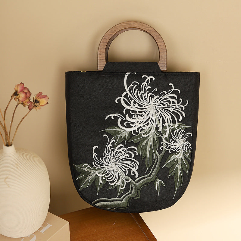 Embroidered Wooden Antique Ethnic Style National Handbags