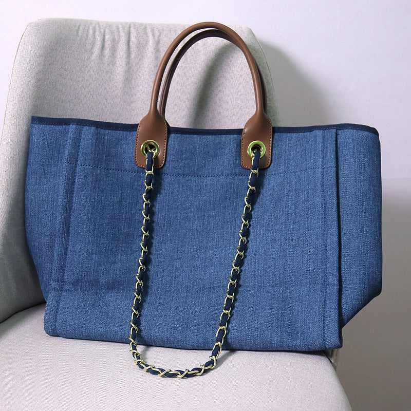 Women's Genuine Leather Portable Chain Pearl Beach Handbags