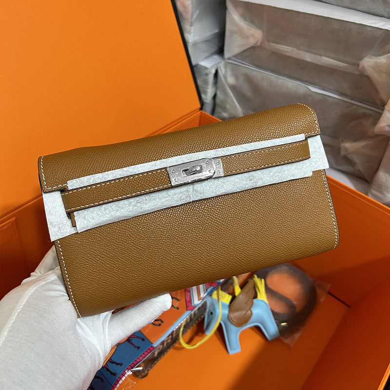 Women's Palm Print Kelly Cow Leather Clutch Shoulder Bags