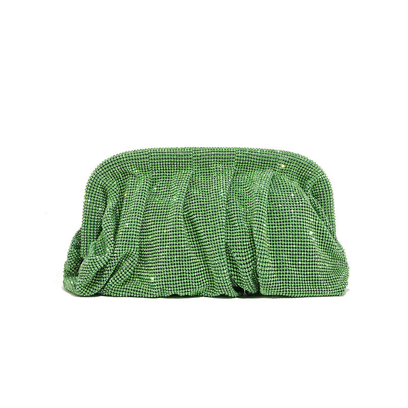 Hand Clutch Pleated Chain Rhinestone Cloud Clip Bags