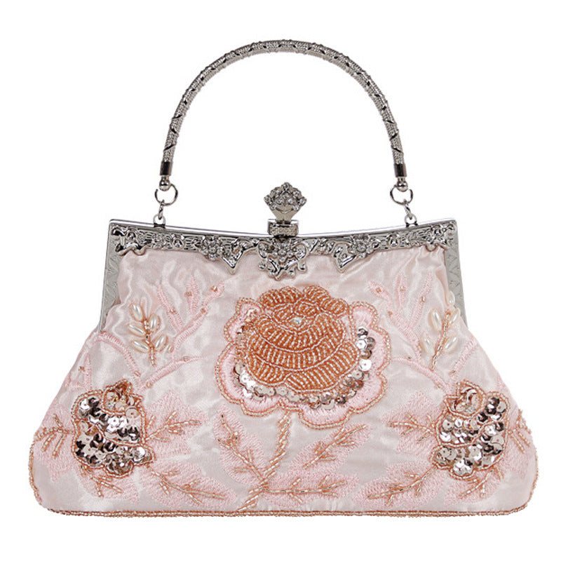 Women's Moon Ethnic Style Portable Pearl Embroidery Evening Bags