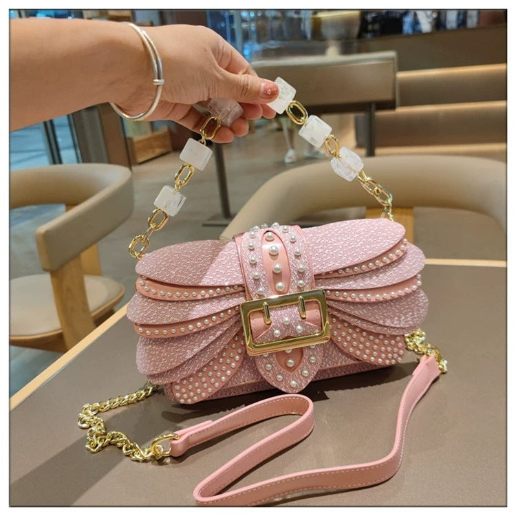 Women's Rivet Wings Style Trendy Pearl Evening Bags