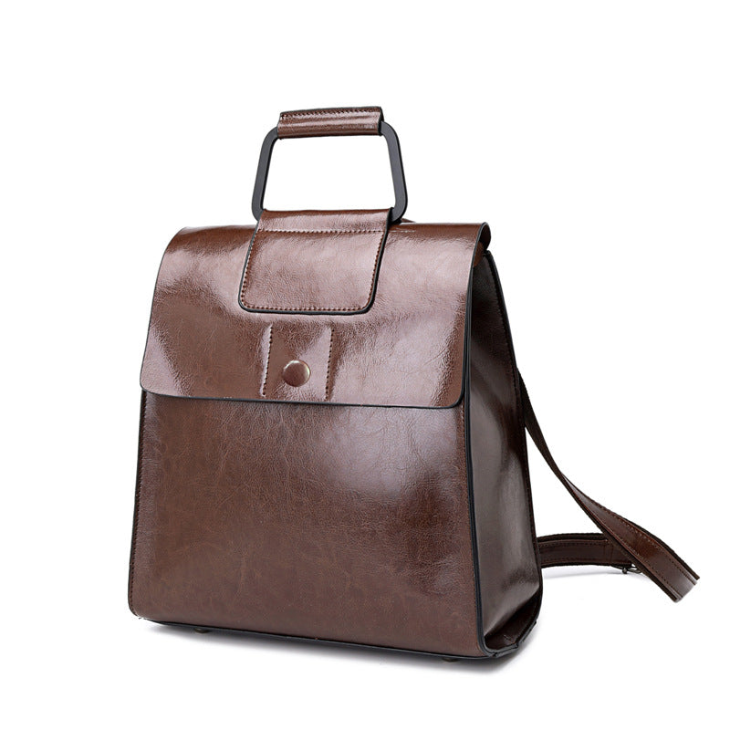 Women's Genuine Leather Fashion Oil Wax Cowhide Backpacks
