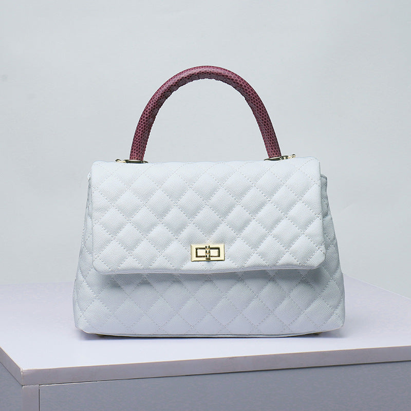 Rhombic Chain Genuine Leather Caviar Classic Style Handbags
