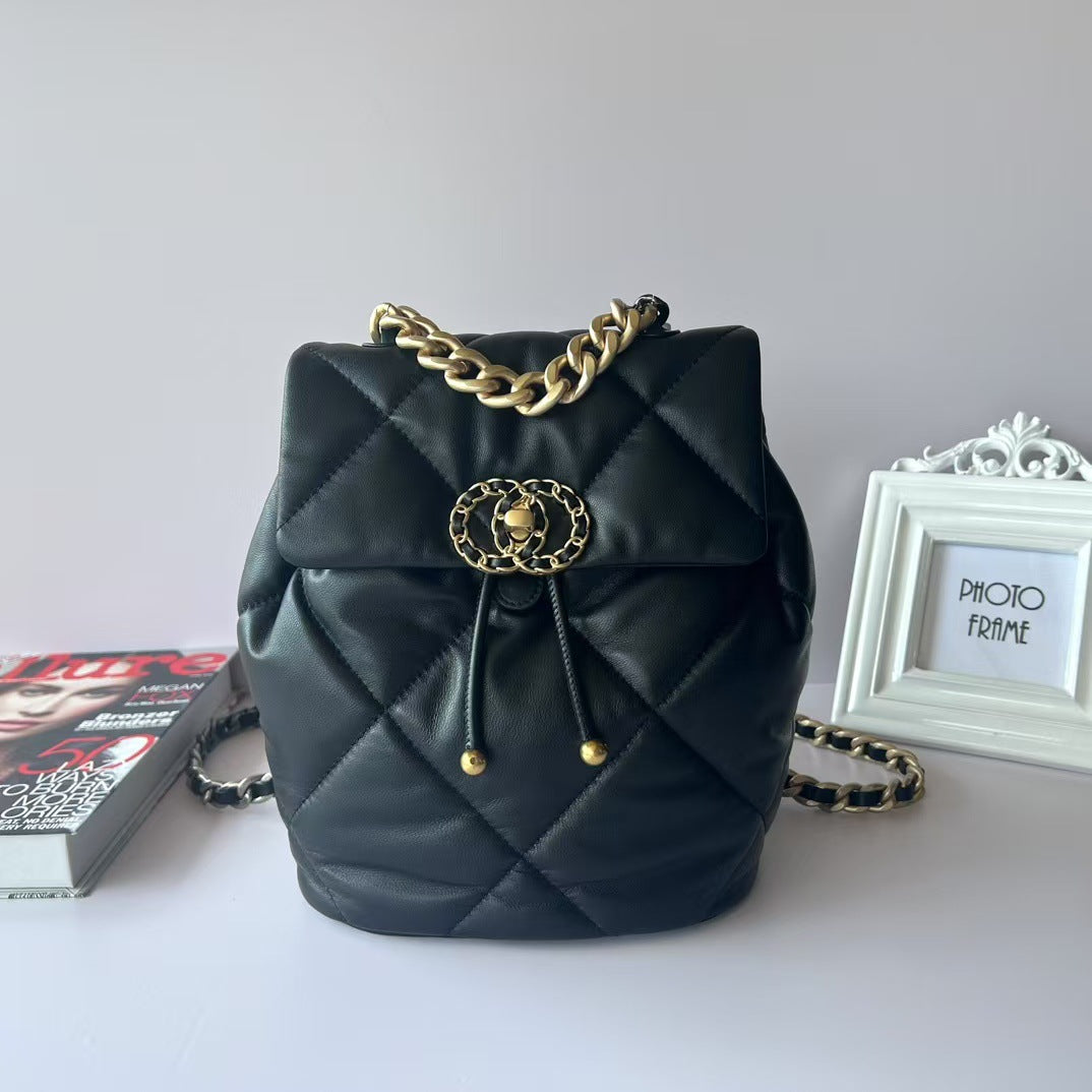High-grade Sheepskin Classic Style Diamond Chain Backpacks