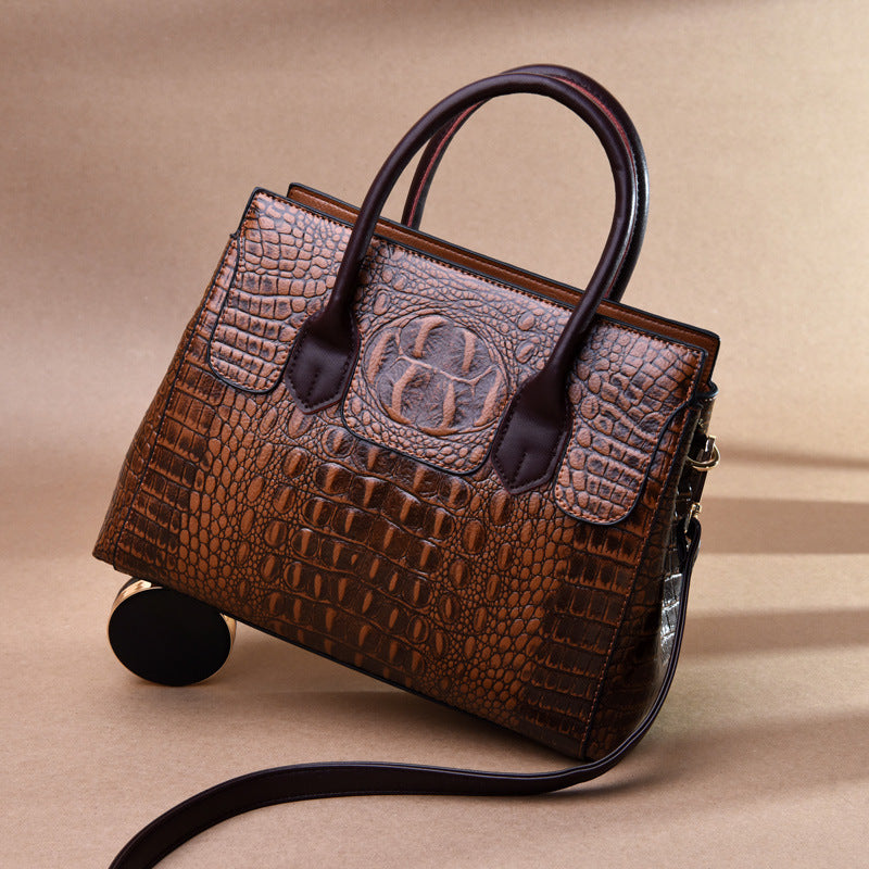 Women's Charming Trendy Crocodile Pattern Big Handbags