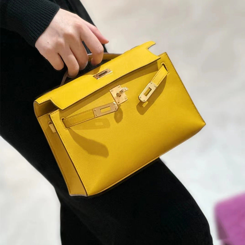 Handmade Wax Line Cowhide Mini Advanced Handbags