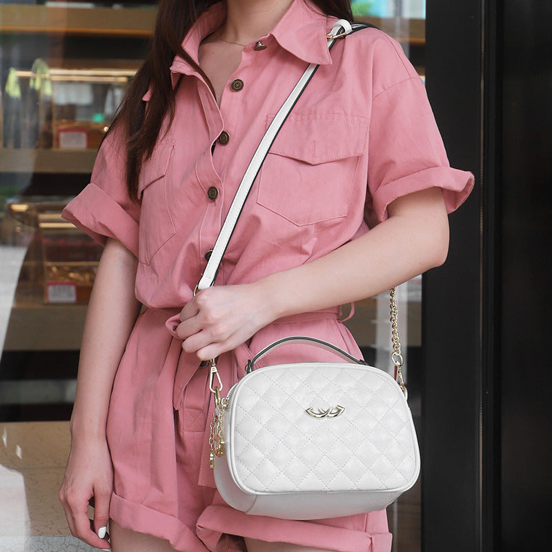 Women's Zipper Large Capacity Round Rhombus Chain Shoulder Bags