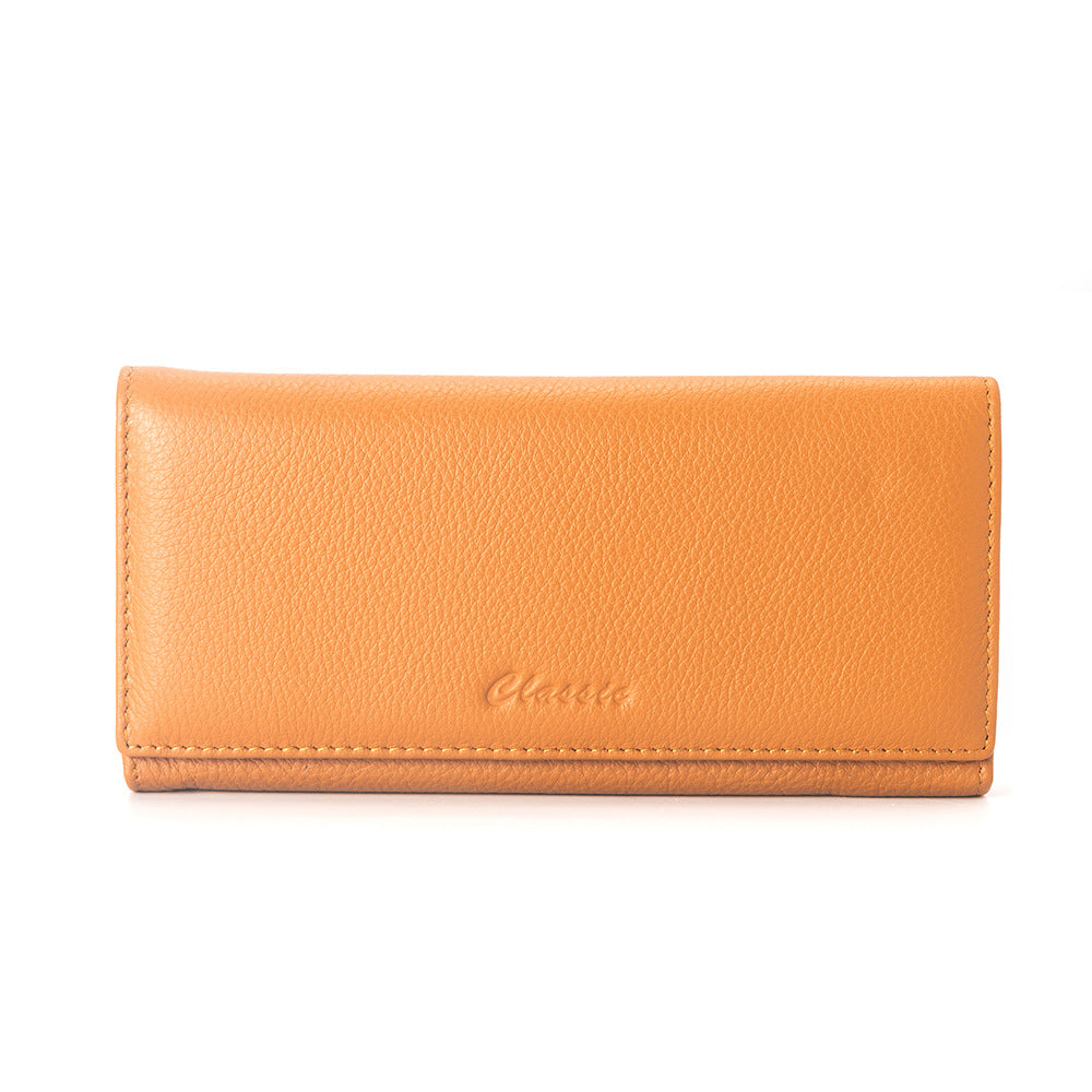 Women's Long Genuine Leather First Layer Cowhide Lychee Pattern Clutch Ladies Wallets