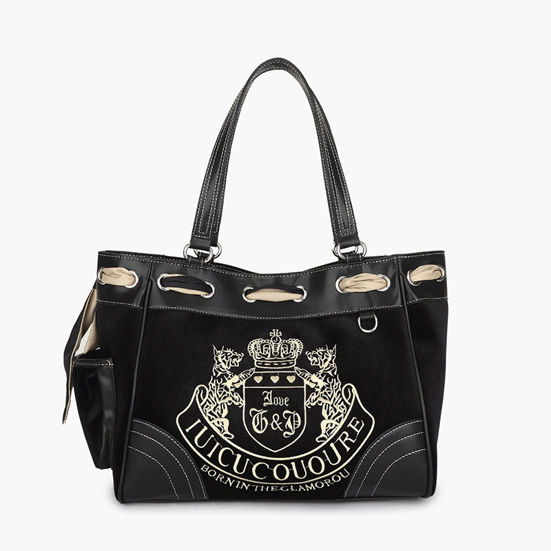 Women's Retro Fashionable Hot Embroidery Contrast Color Handbags