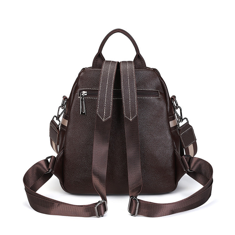 Women's Korean Cowhide Flip Soft Leather Backpacks