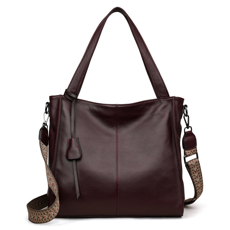 Women's Genuine Leather Large Capacity Commuter Wide Shoulder Bags