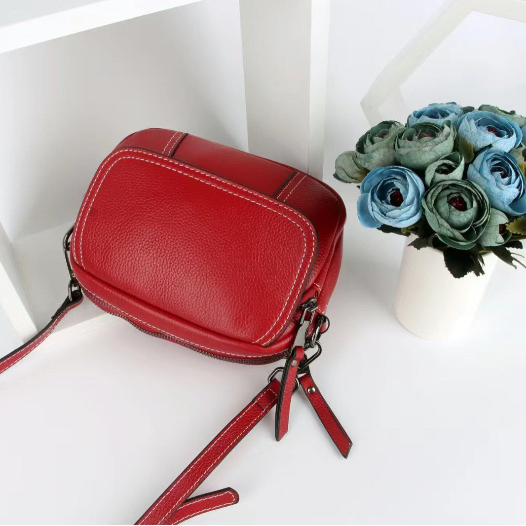 Women's Leather Korean Top Layer Cowhide Round Shoulder Bags