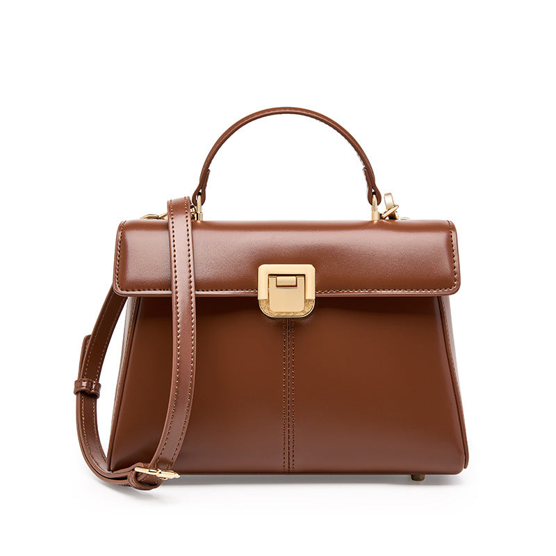 Texture Vachette Clasp Commuter Genuine Leather Crossbody Bags