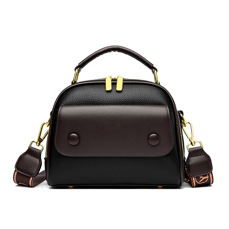 Women's Contrast Color Wide Strap Simple Crossbody Bags