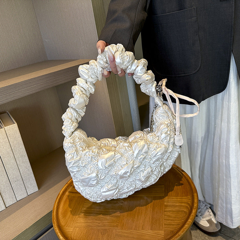 Cloud Pleated Large Capacity Embroidery Thread Shoulder Bags