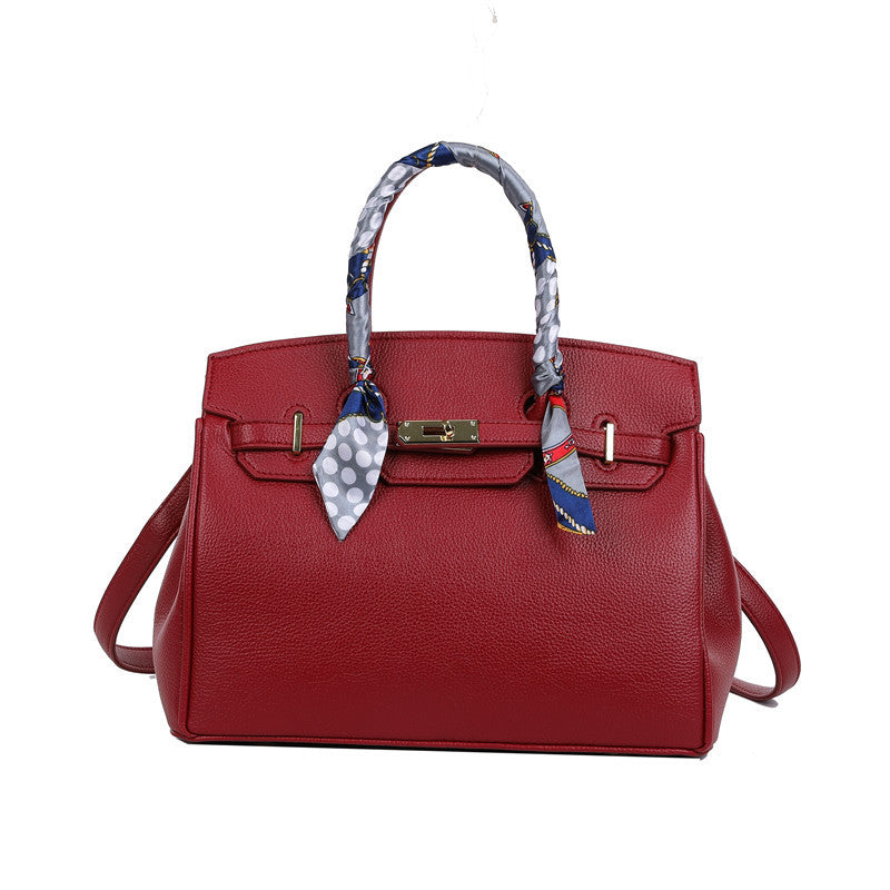 Women's Textured Silk Scarf Litchi Pattern Fashion Handbags