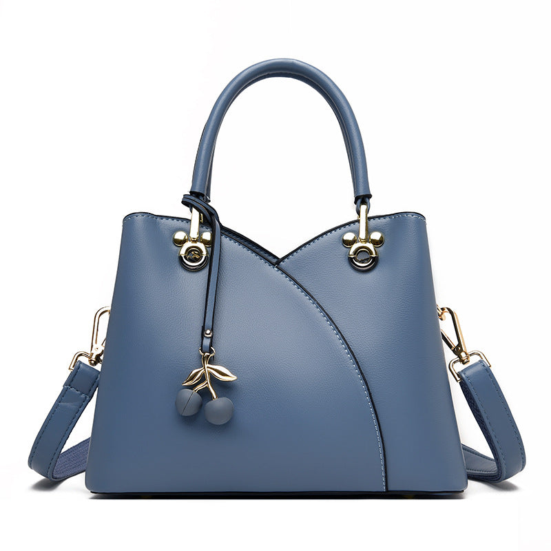 Women's Style Trendy Solid Color Stitching Soft Handbags
