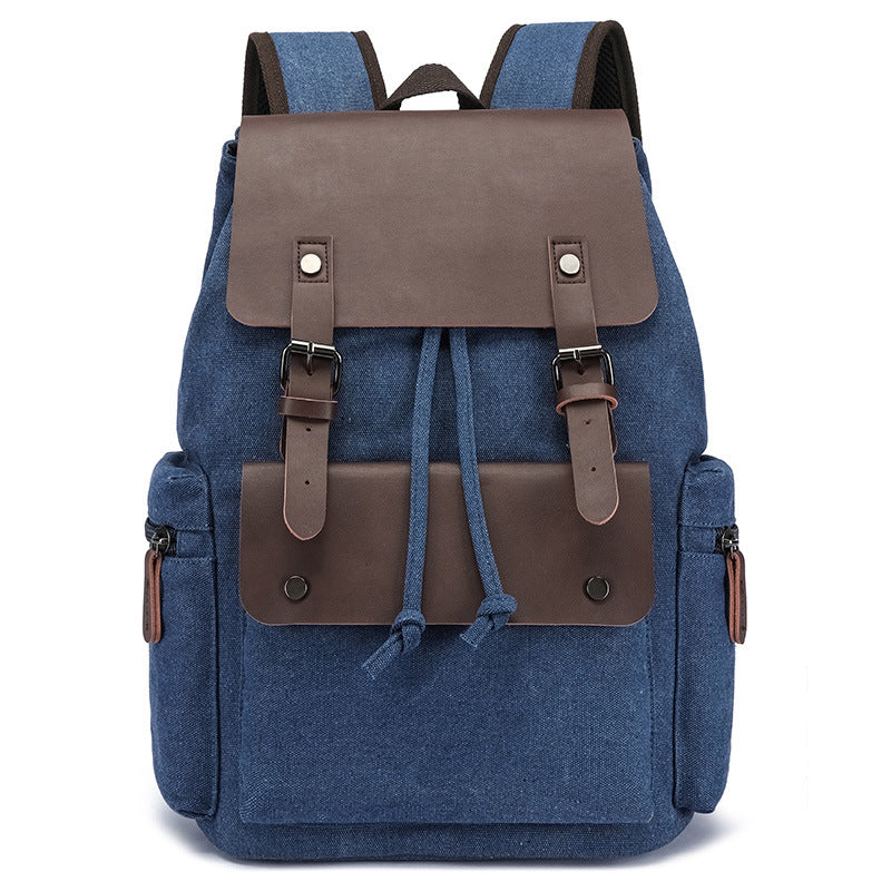 Men's Canvas Pu Leather Business Trip Lightweight Backpacks