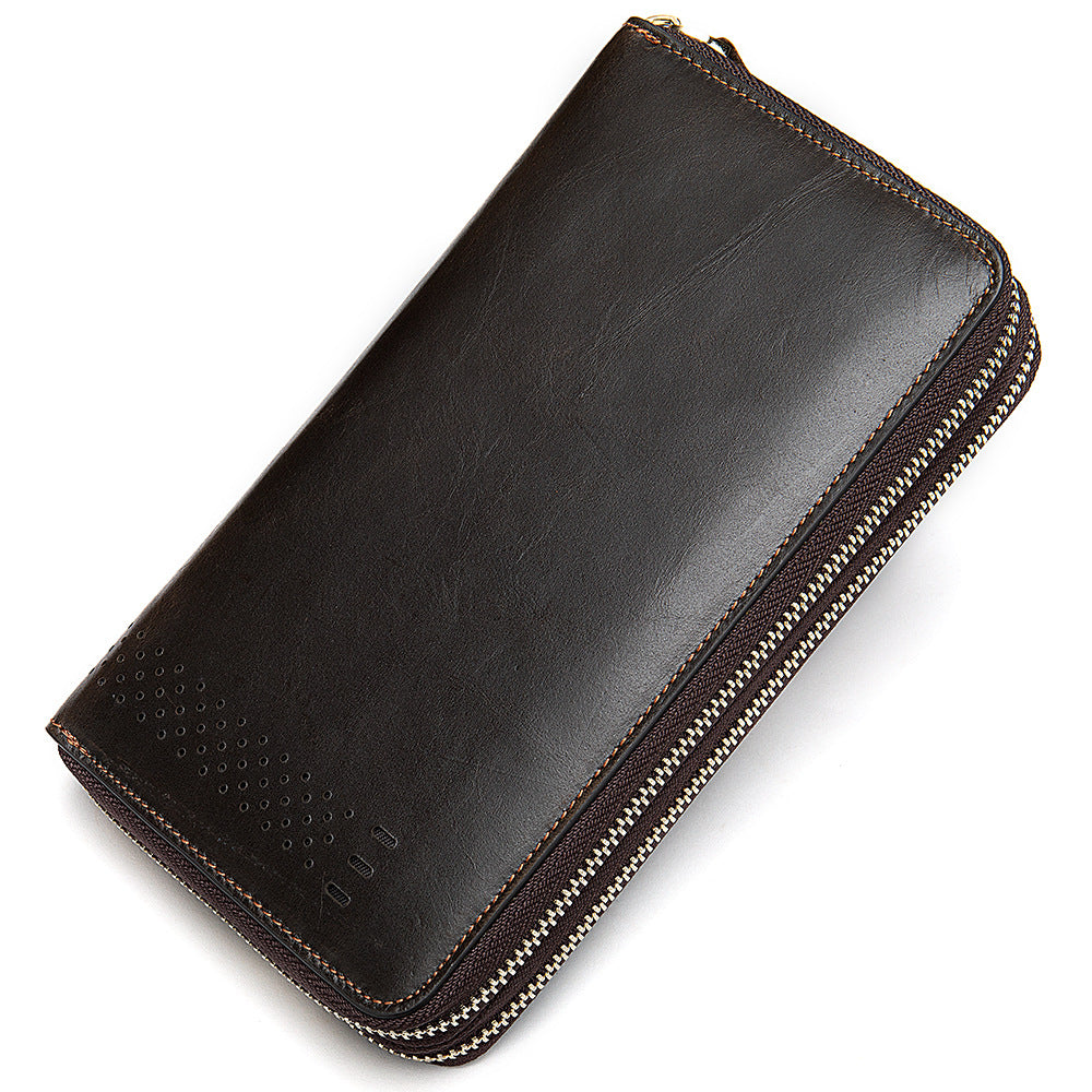 Men's Man First Layer Cowhide Business Clutch Purses