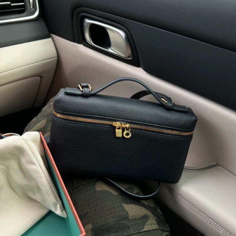 Leather Lunch Box Kelly Lychee Pattern Crossbody Bags