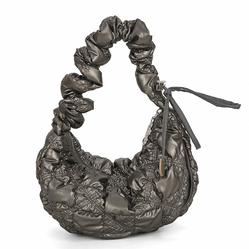 Cloud Pleated Large Capacity Embroidery Thread Shoulder Bags