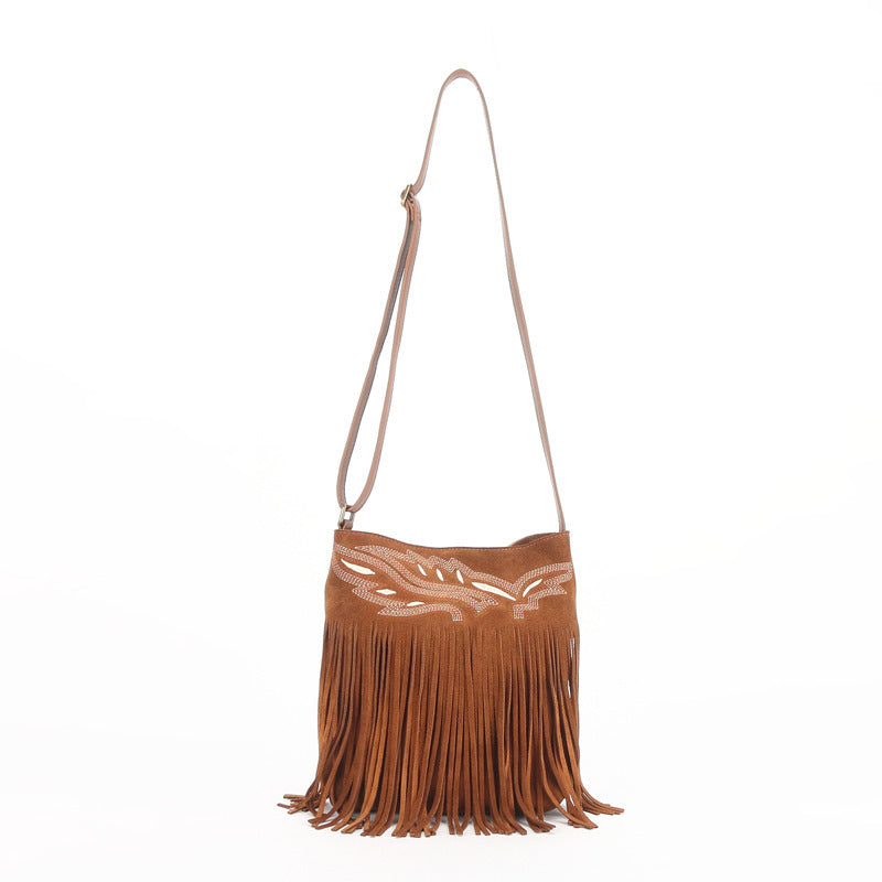 Women's Niche Embroidered Retro Simple Leather Frosted Bags